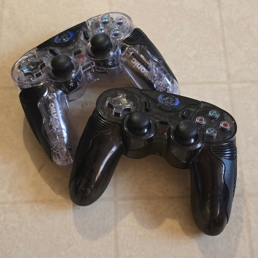 Chameleon PS2 Wireless Controller Set For Parts Black Clear Gamepad 2pk